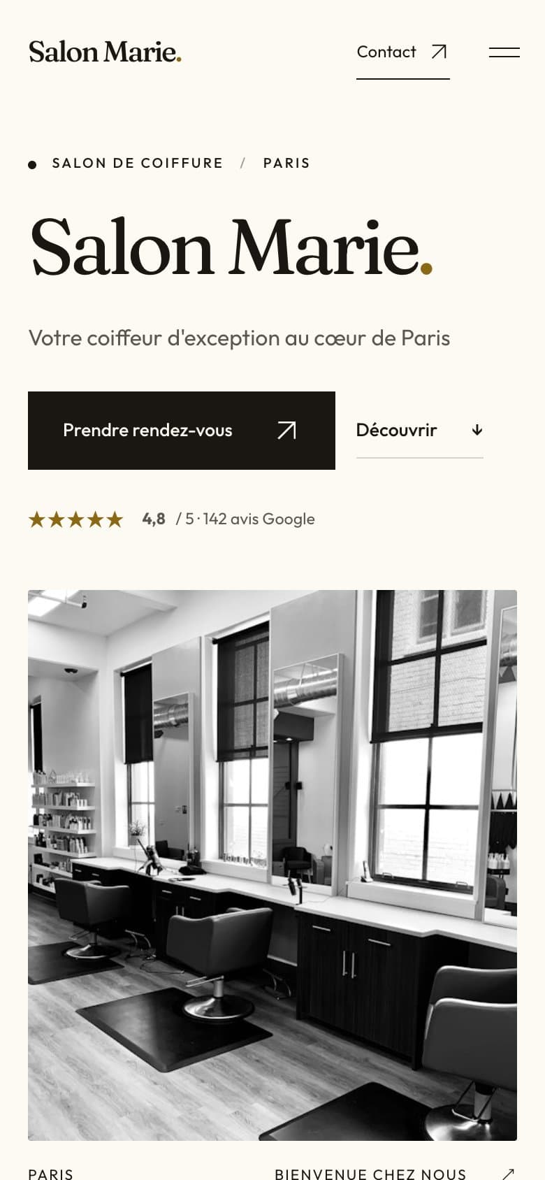 Exemple de site vitrine pour institut de beauté