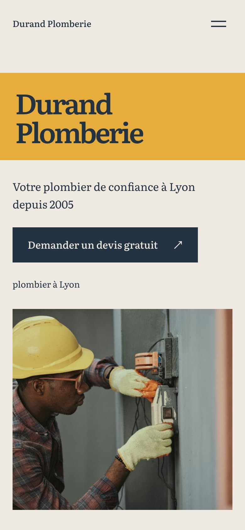 Exemple de site vitrine pour entreprise de plomberie