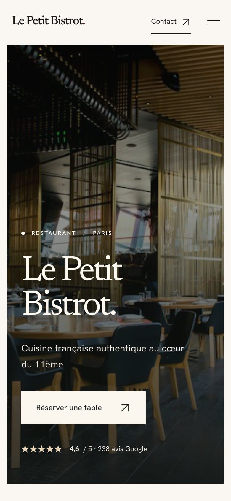 Exemple de site vitrine pour restaurant