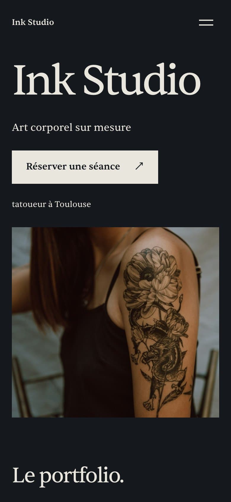 Exemple de site vitrine pour studio de tatouage